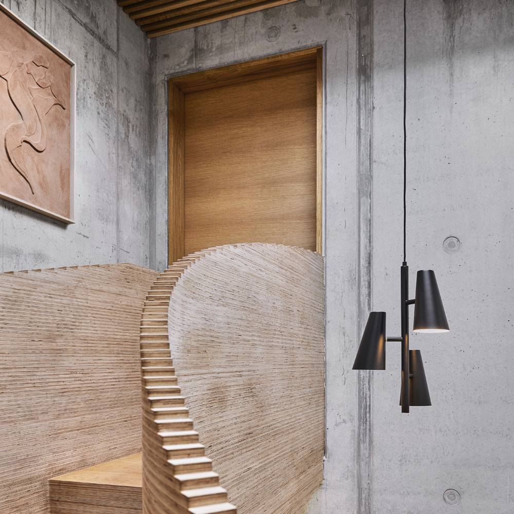 Cono Pendant Light in stairway.