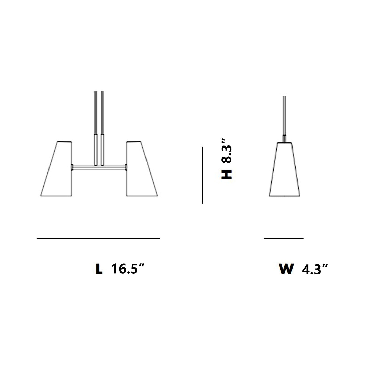 Cono Pendant Light - line drawing.