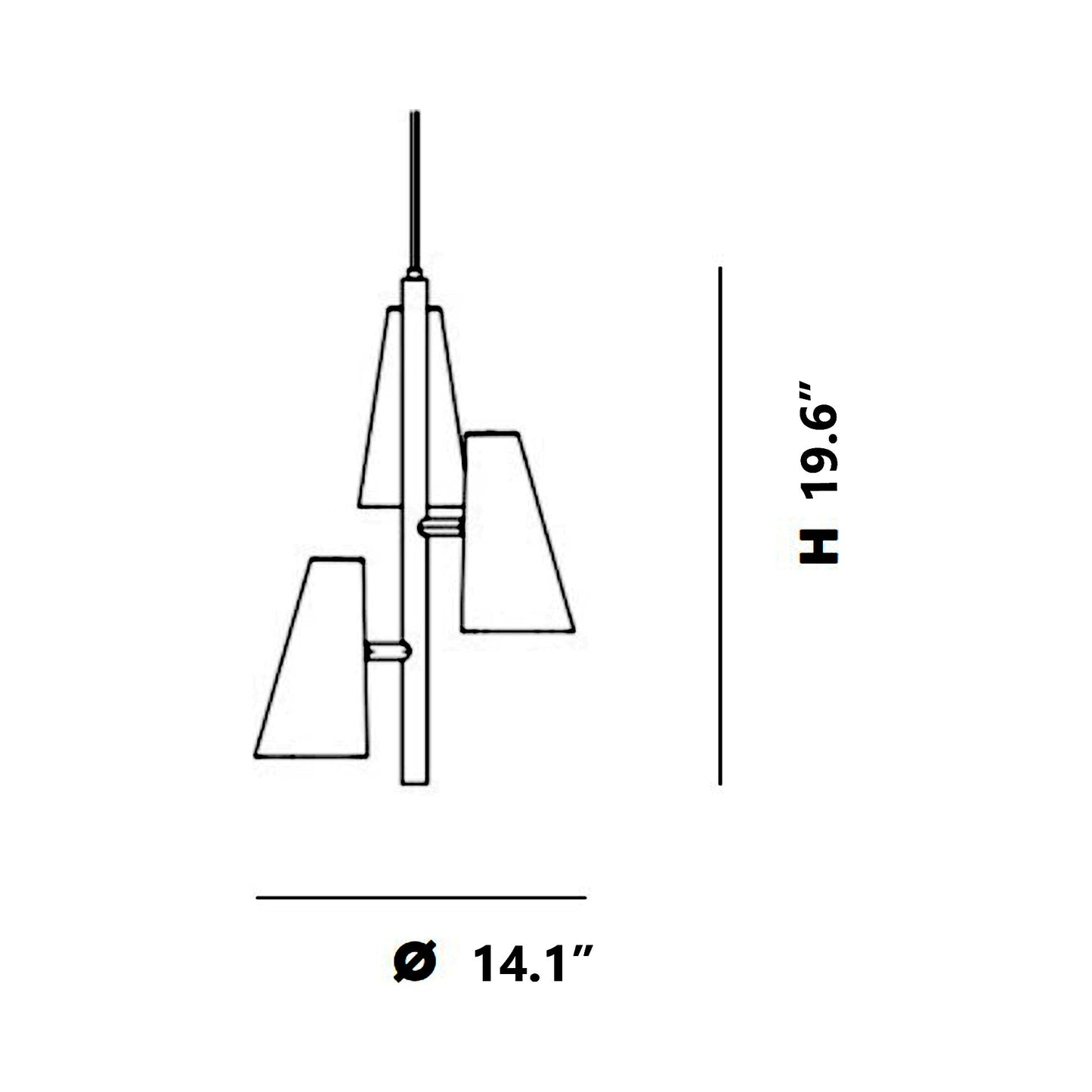 Cono Pendant Light - line drawing.