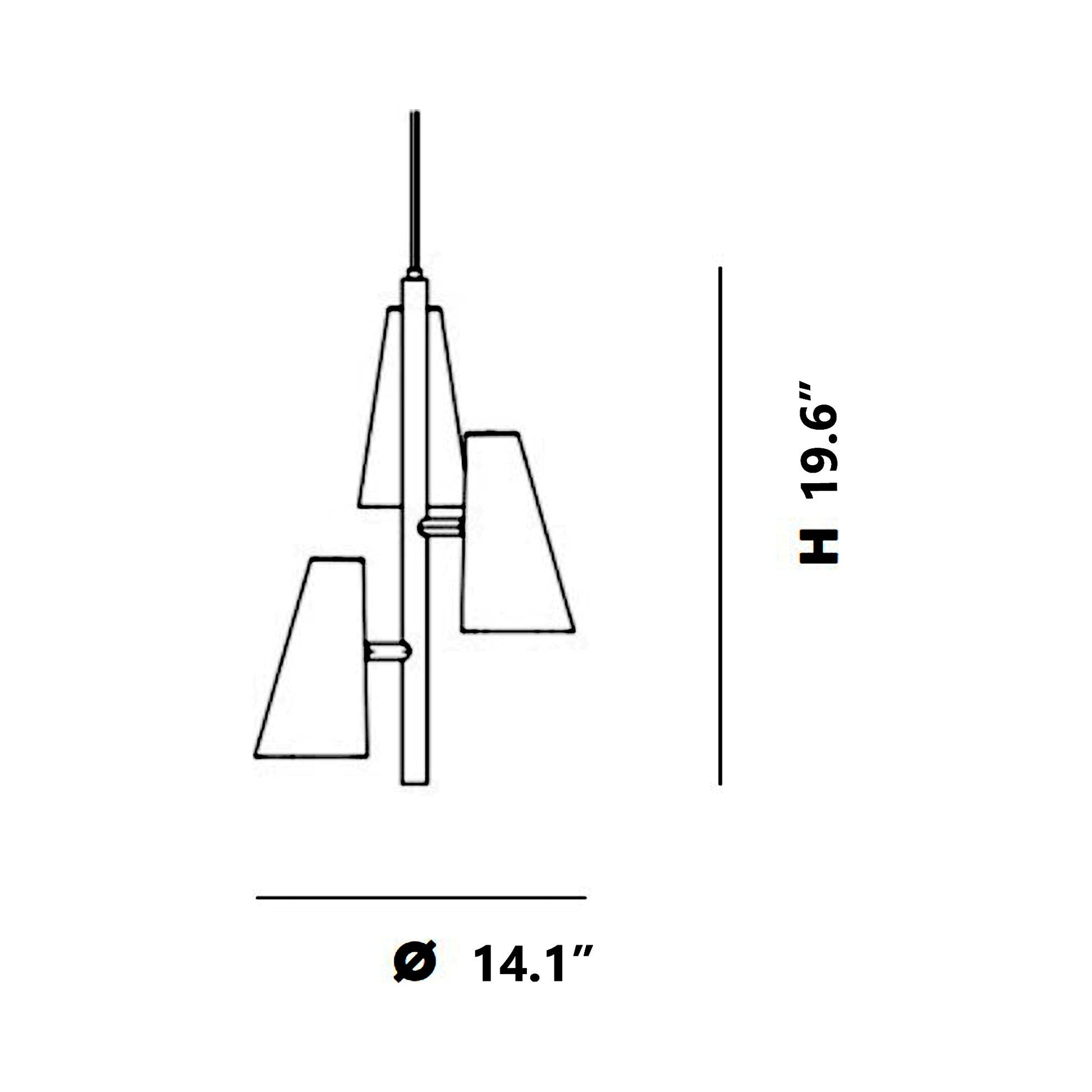 Cono Pendant Light - line drawing.