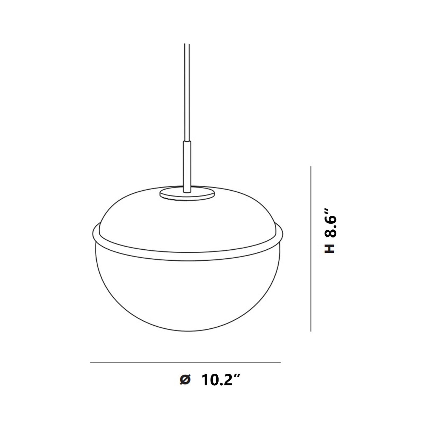 Pump Pendant Light - line drawing.