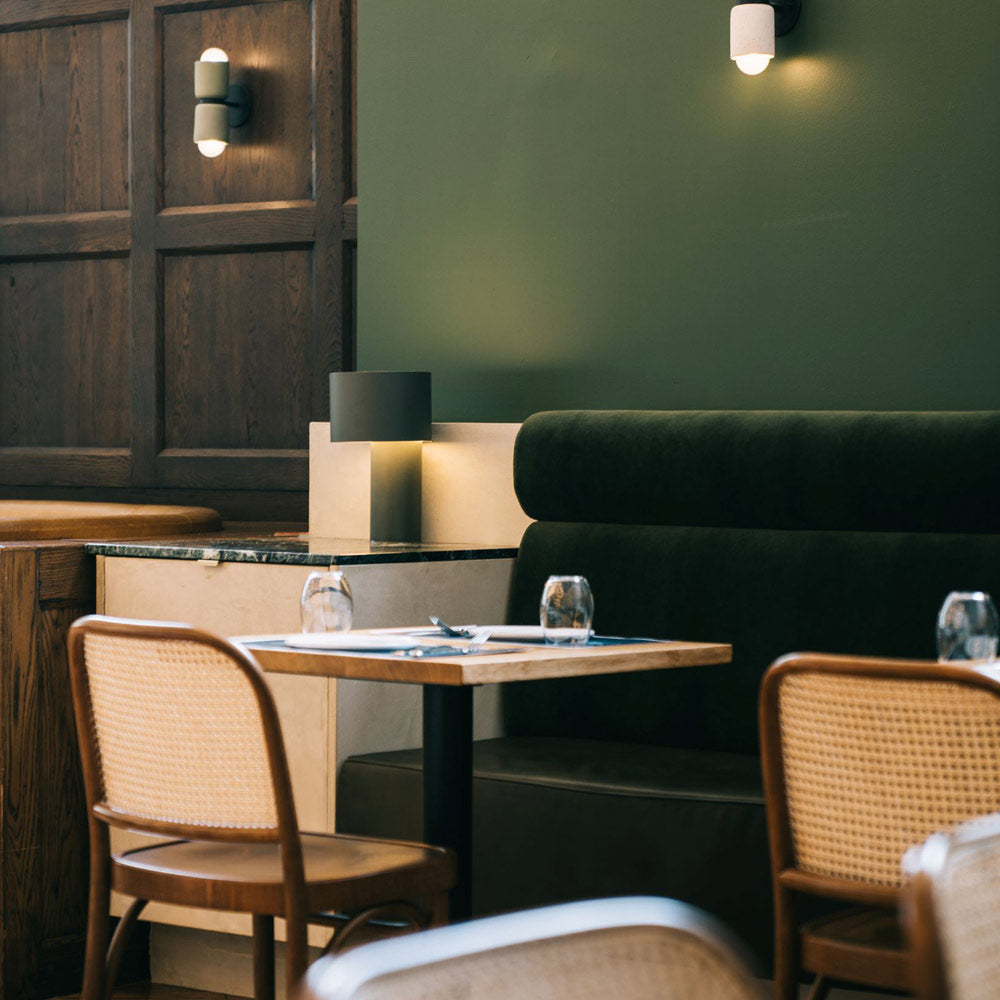Tangent Table Lamp in restaurant.
