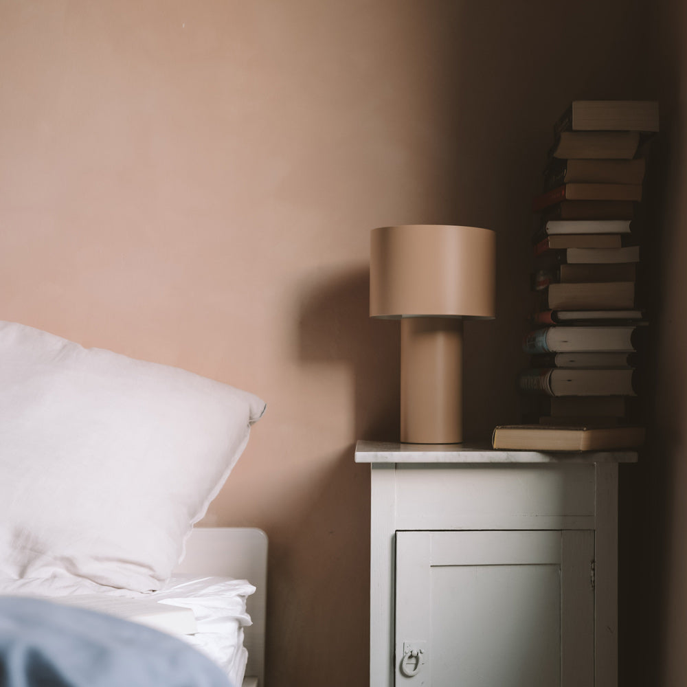 Tangent Table Lamp in bedroom.