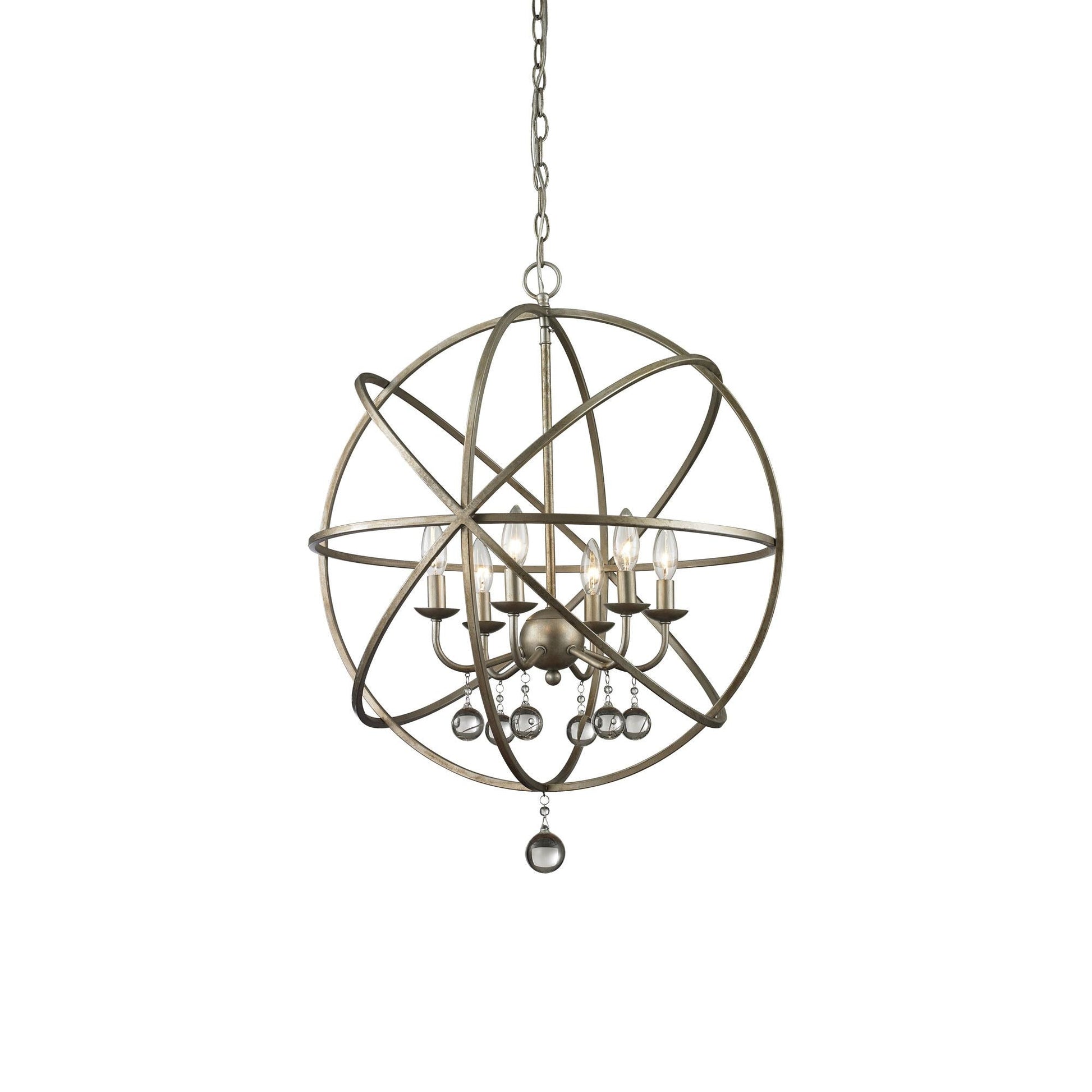 Acadia Chandelier in Antique Silver (24-Inch).