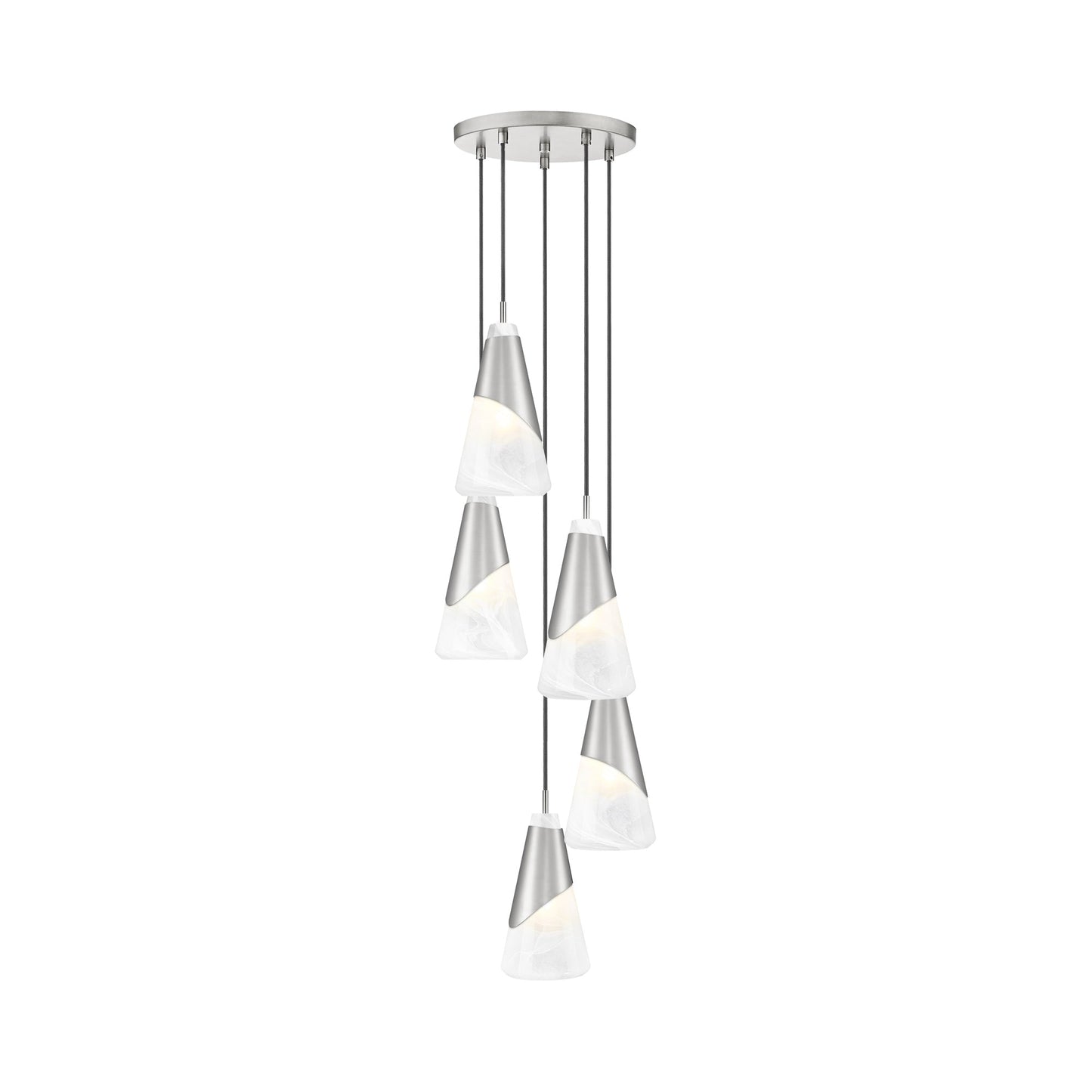 Aimie Chandelier in Brushed Nickel (5-Light/13.25-Inch).