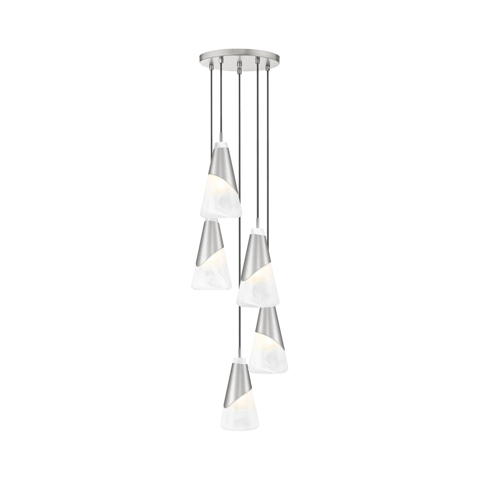 Aimie Chandelier in Brushed Nickel (5-Light/13.25-Inch).