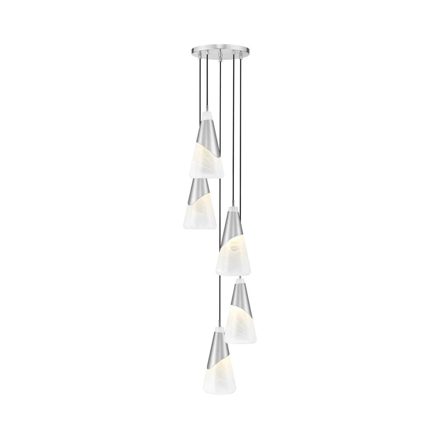 Aimie Chandelier in Brushed Nickel (5-Light/15.75-Inch).