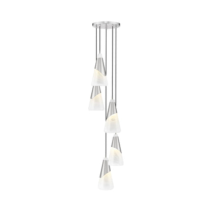 Aimie Chandelier in Brushed Nickel (5-Light/15.75-Inch).