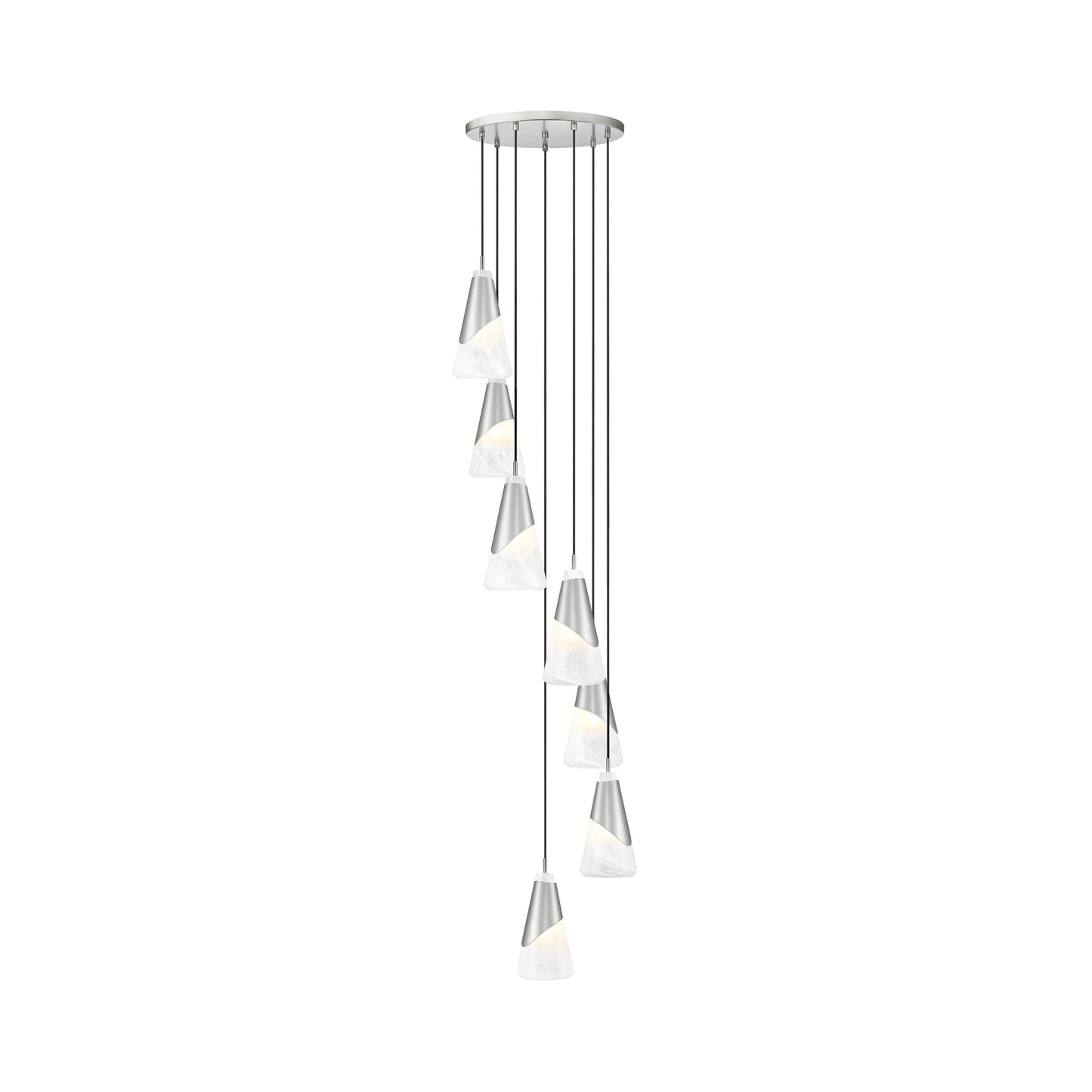 Aimie Chandelier in Brushed Nickel (7-Light/13.25-Inch).