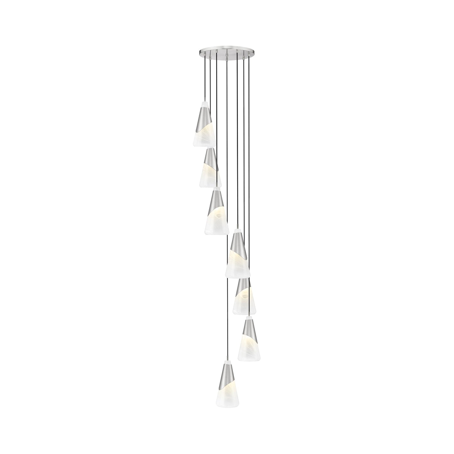 Aimie Chandelier in Brushed Nickel (7-Light/15.75-Inch).