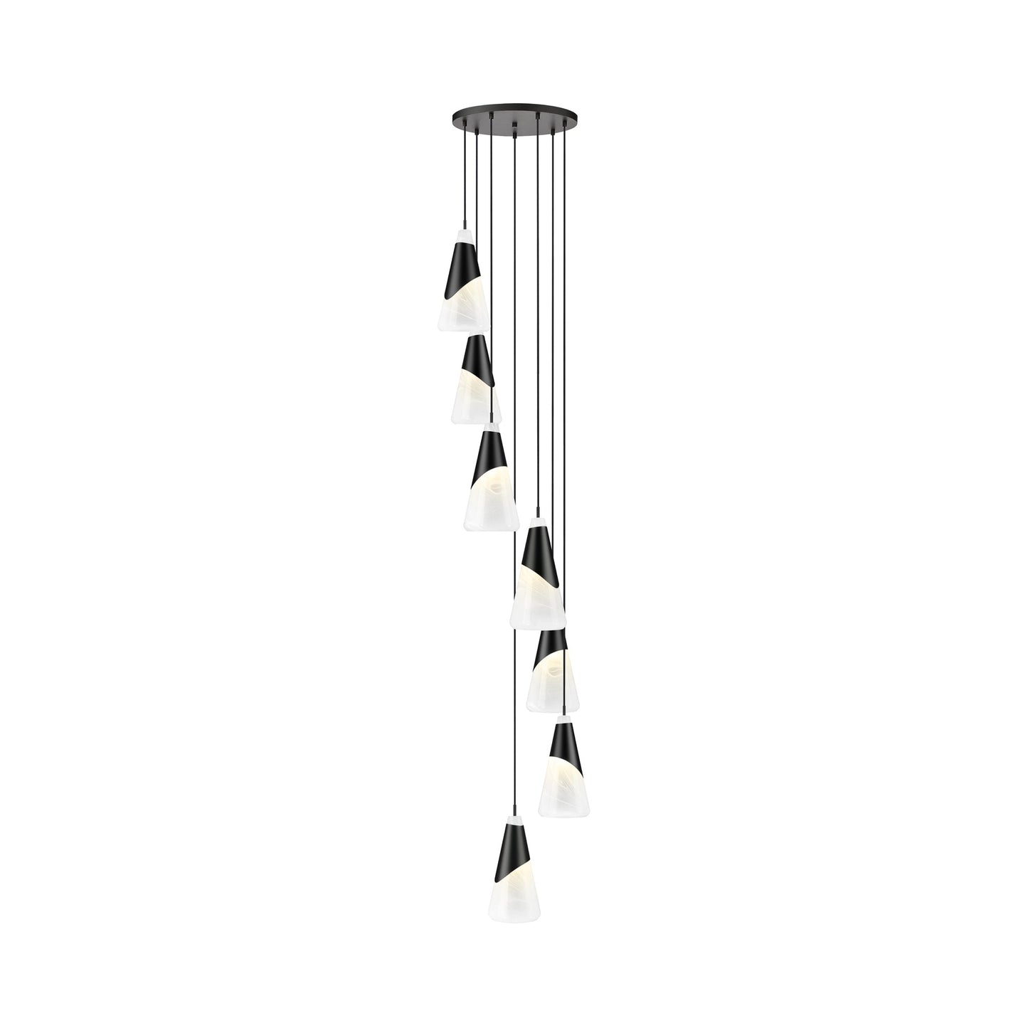 Aimie Chandelier in Matte Black (7-Light/15.75-Inch).
