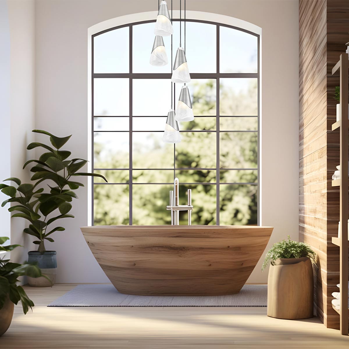 Aimie Chandelier in bathroom.
