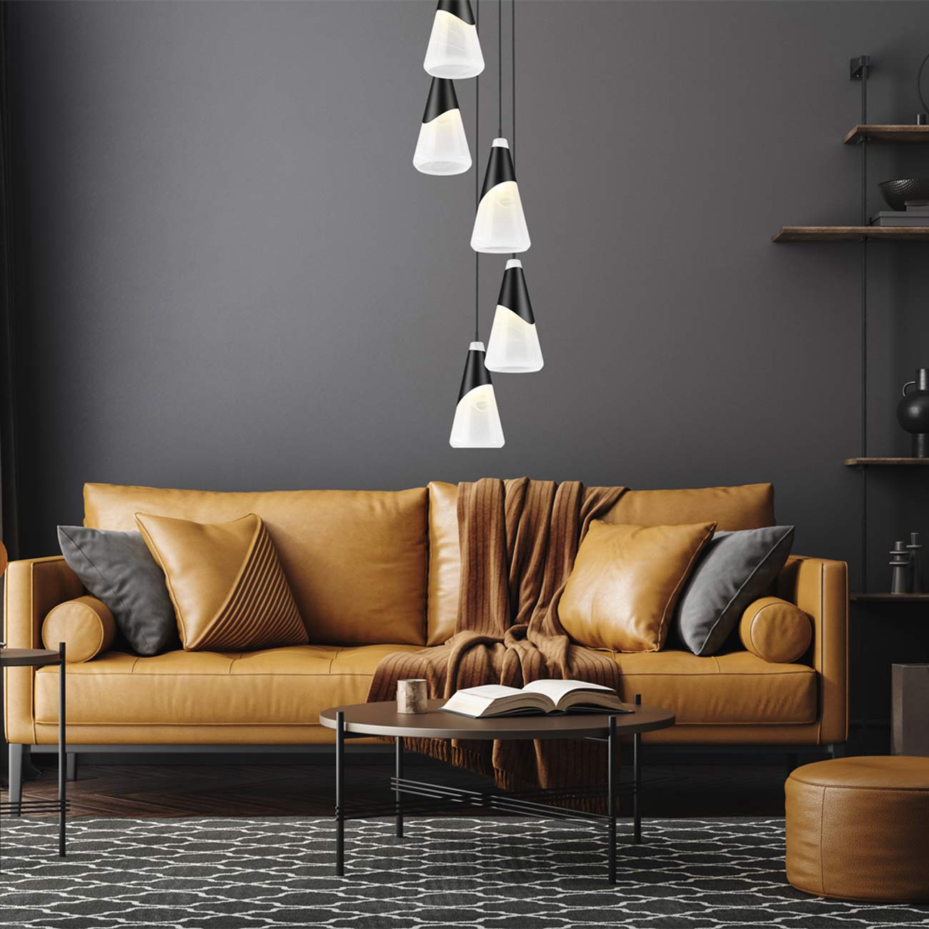 Aimie Chandelier in living room.