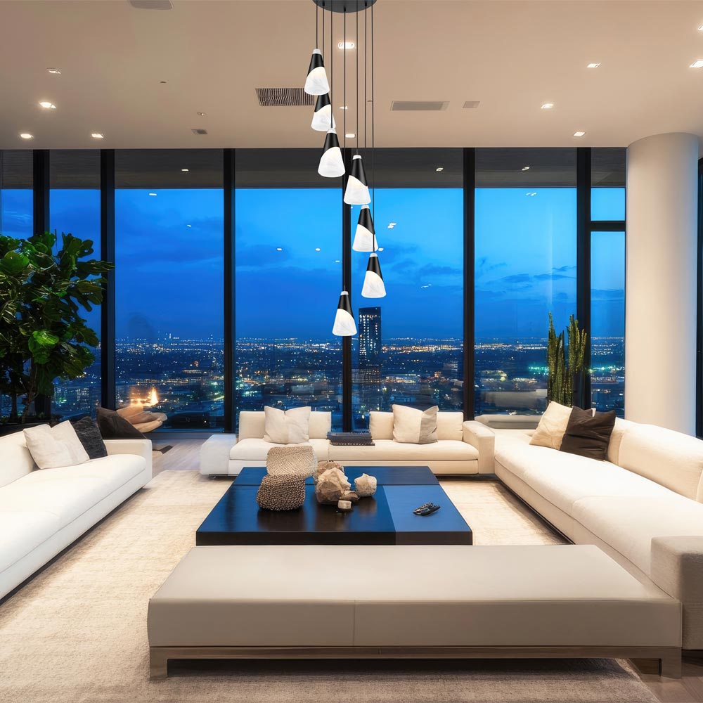 Aimie Chandelier in living room.