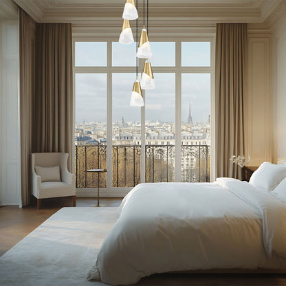 Aimie Chandelier in bedroom.