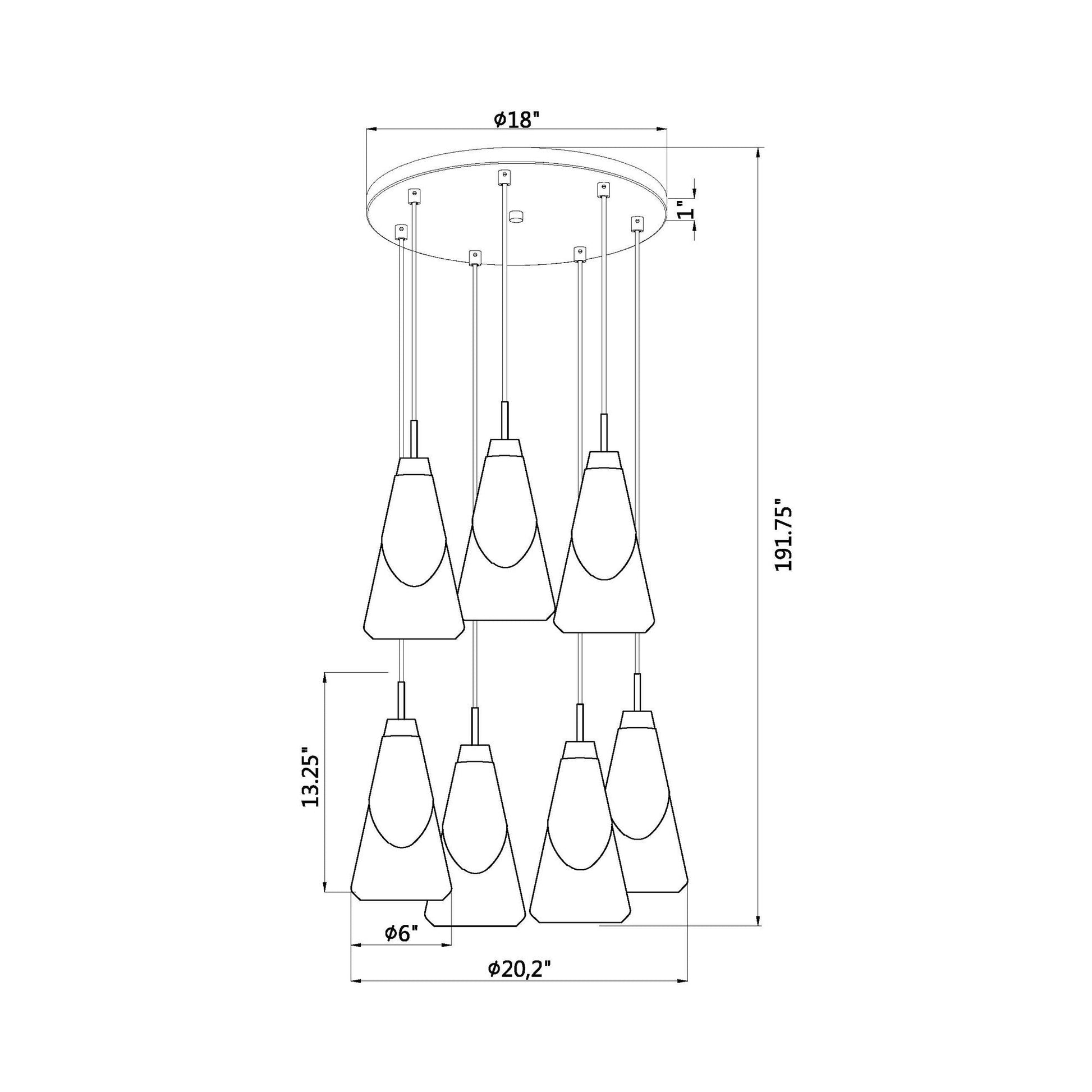 Aimie Chandelier - line drawing.