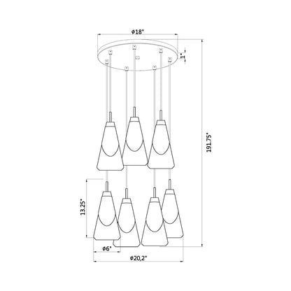 Aimie Chandelier - line drawing.