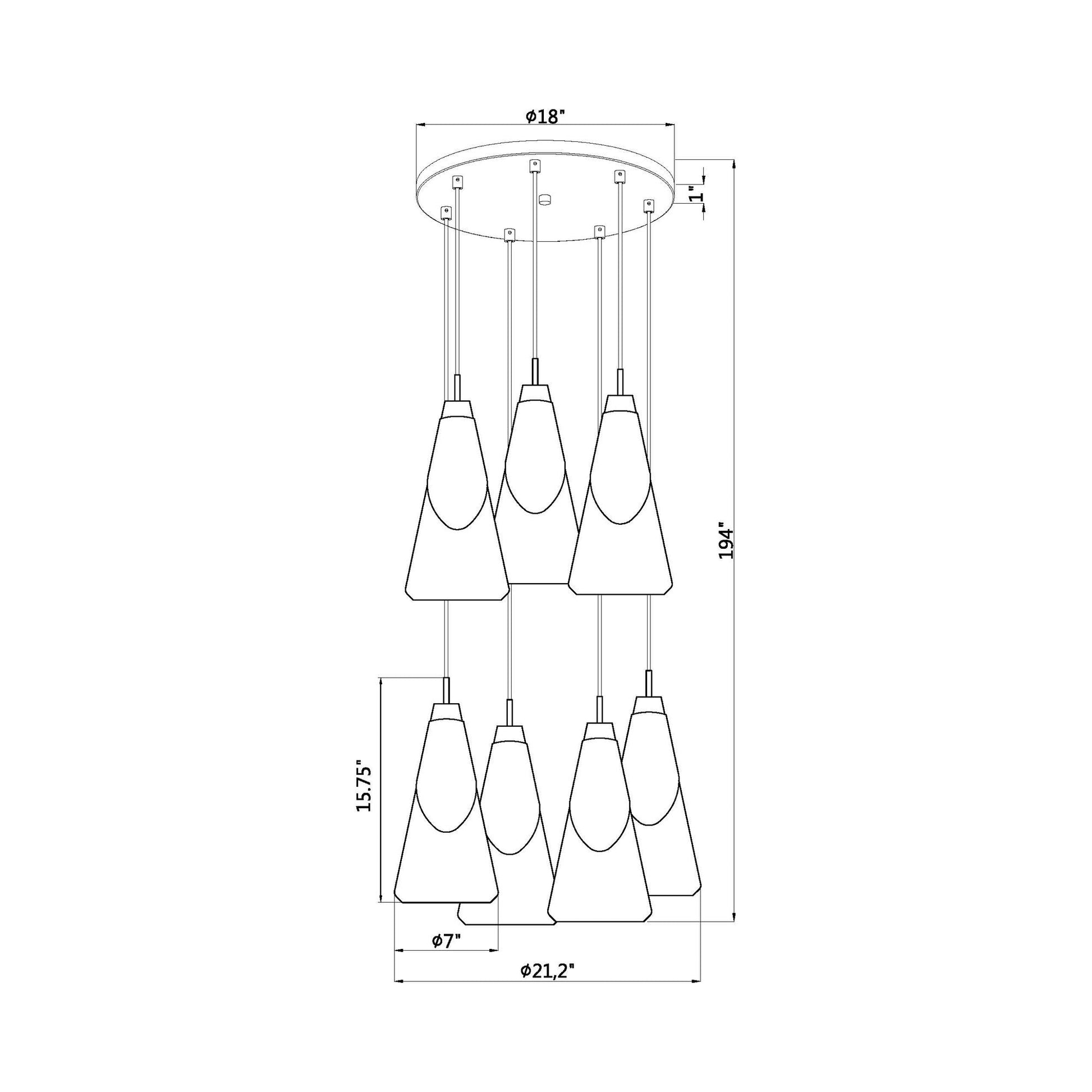 Aimie Chandelier - line drawing.