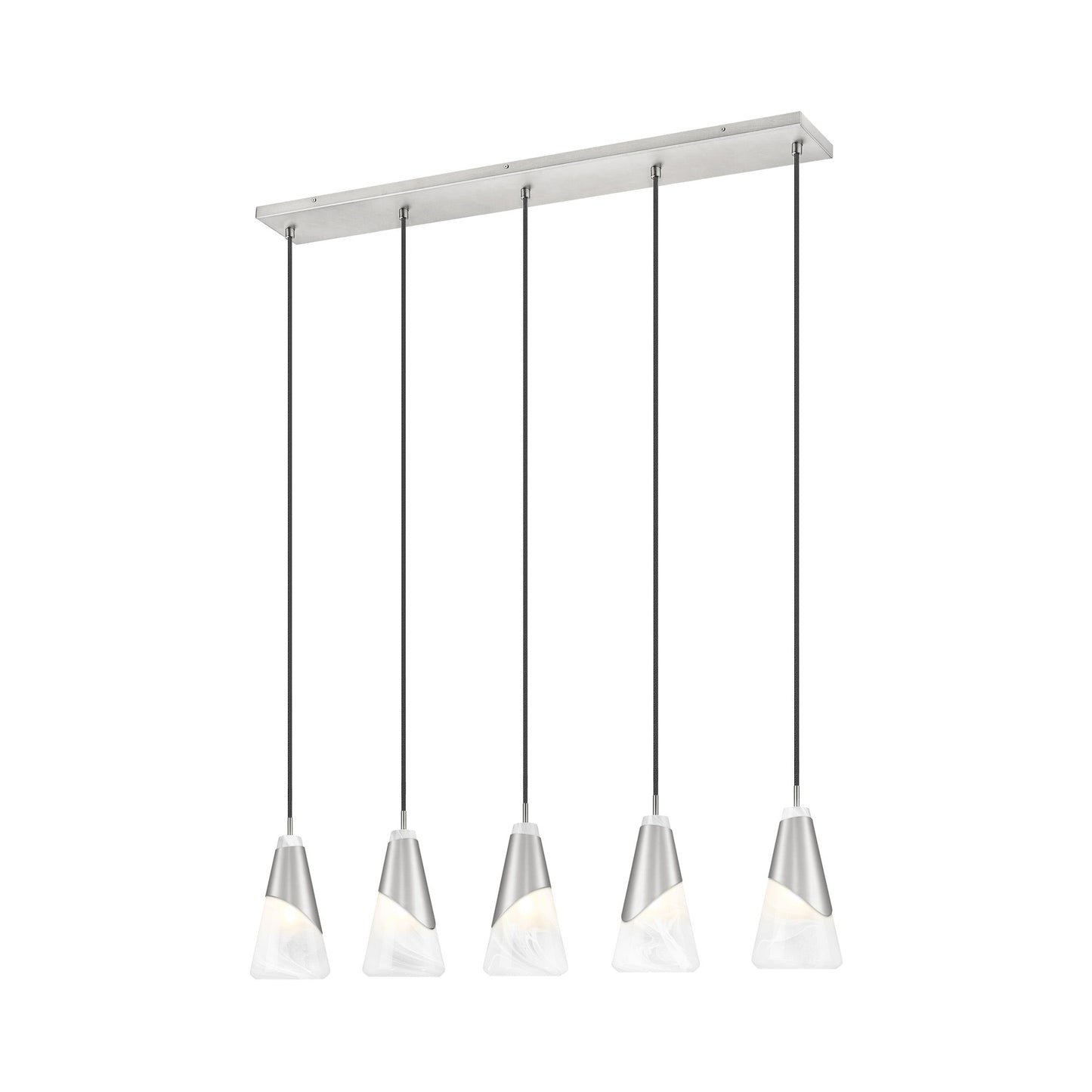 Aimie Linear Chandelier in Brushed Nickel (5-Light/13.25-Inch).