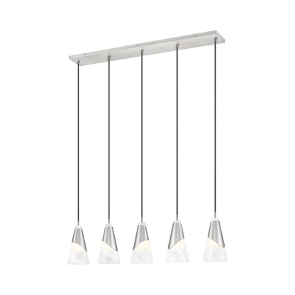 Aimie Linear Chandelier in Brushed Nickel (5-Light/13.25-Inch).