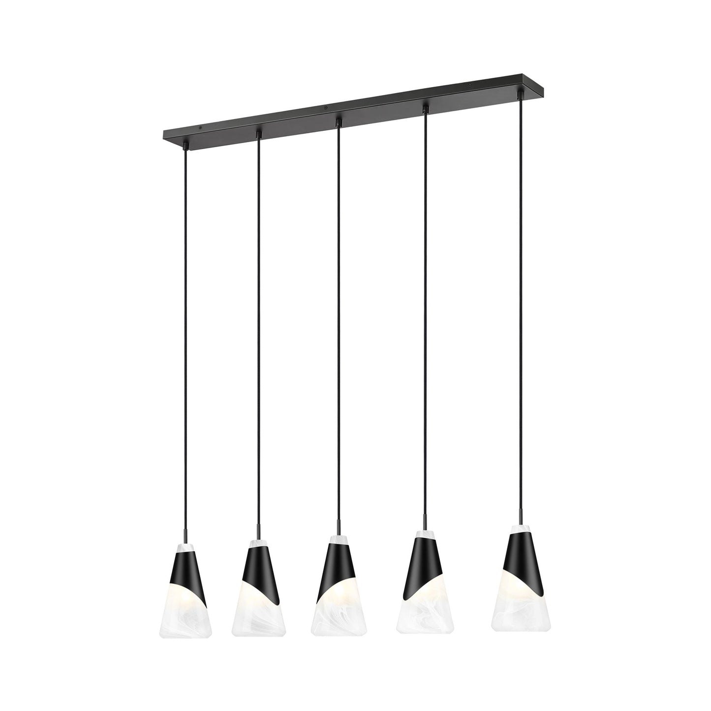 Aimie Linear Chandelier in Matte Black (5-Light/13.25-Inch).