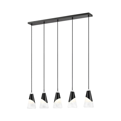 Aimie Linear Chandelier in Matte Black (5-Light/13.25-Inch).