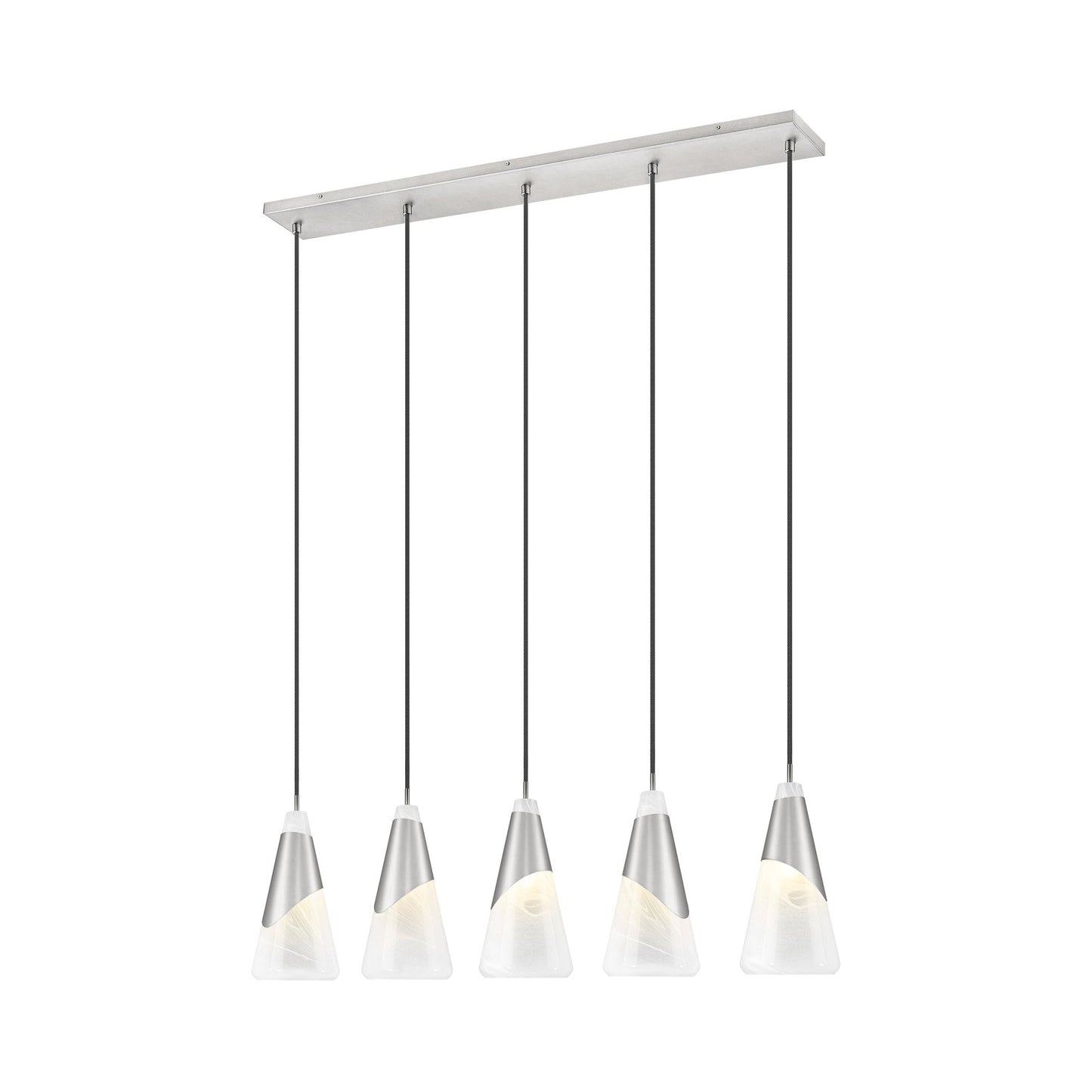 Aimie Linear Chandelier in Brushed Nickel (5-Light/15.75-Inch).