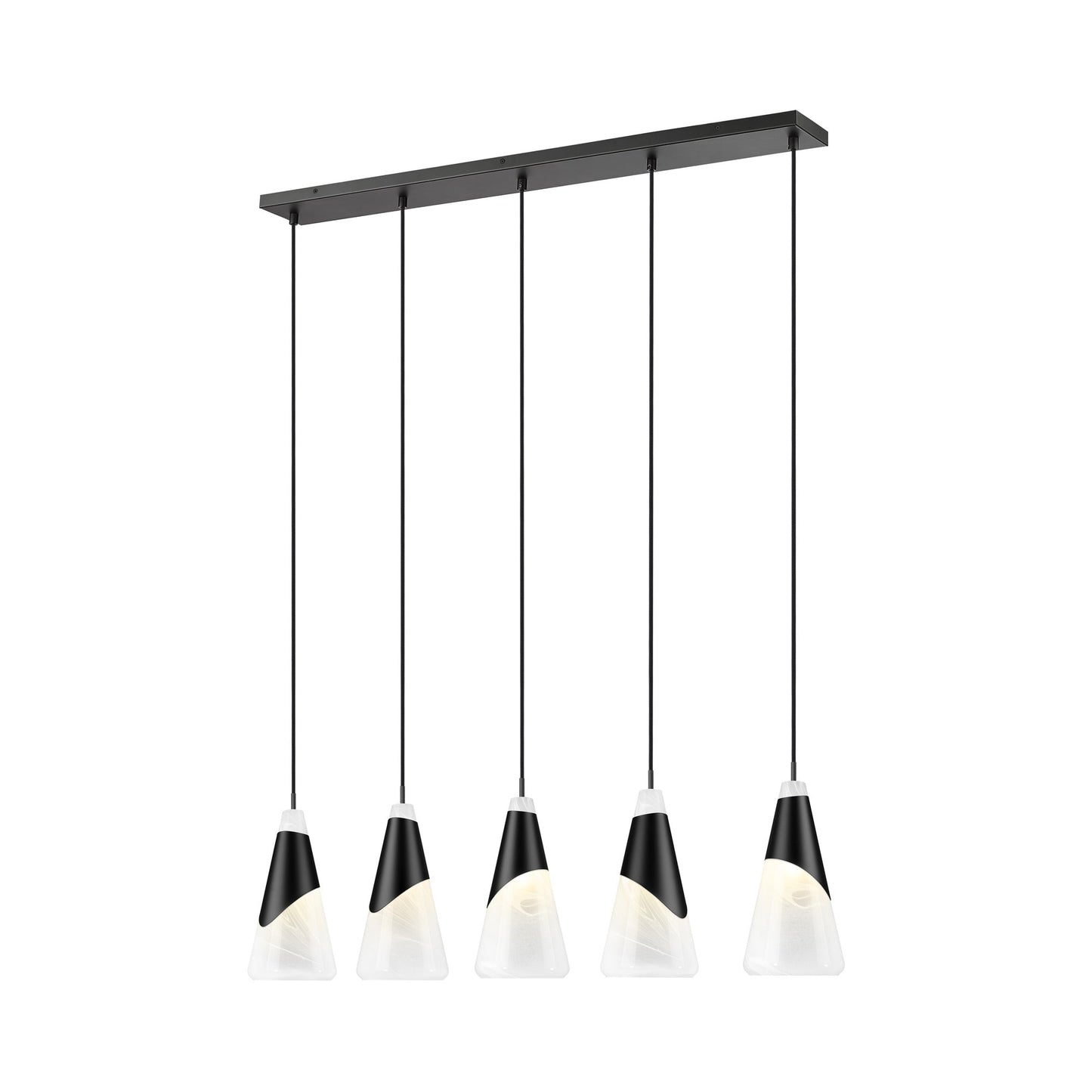 Aimie Linear Chandelier in Matte Black (5-Light/15.75-Inch).