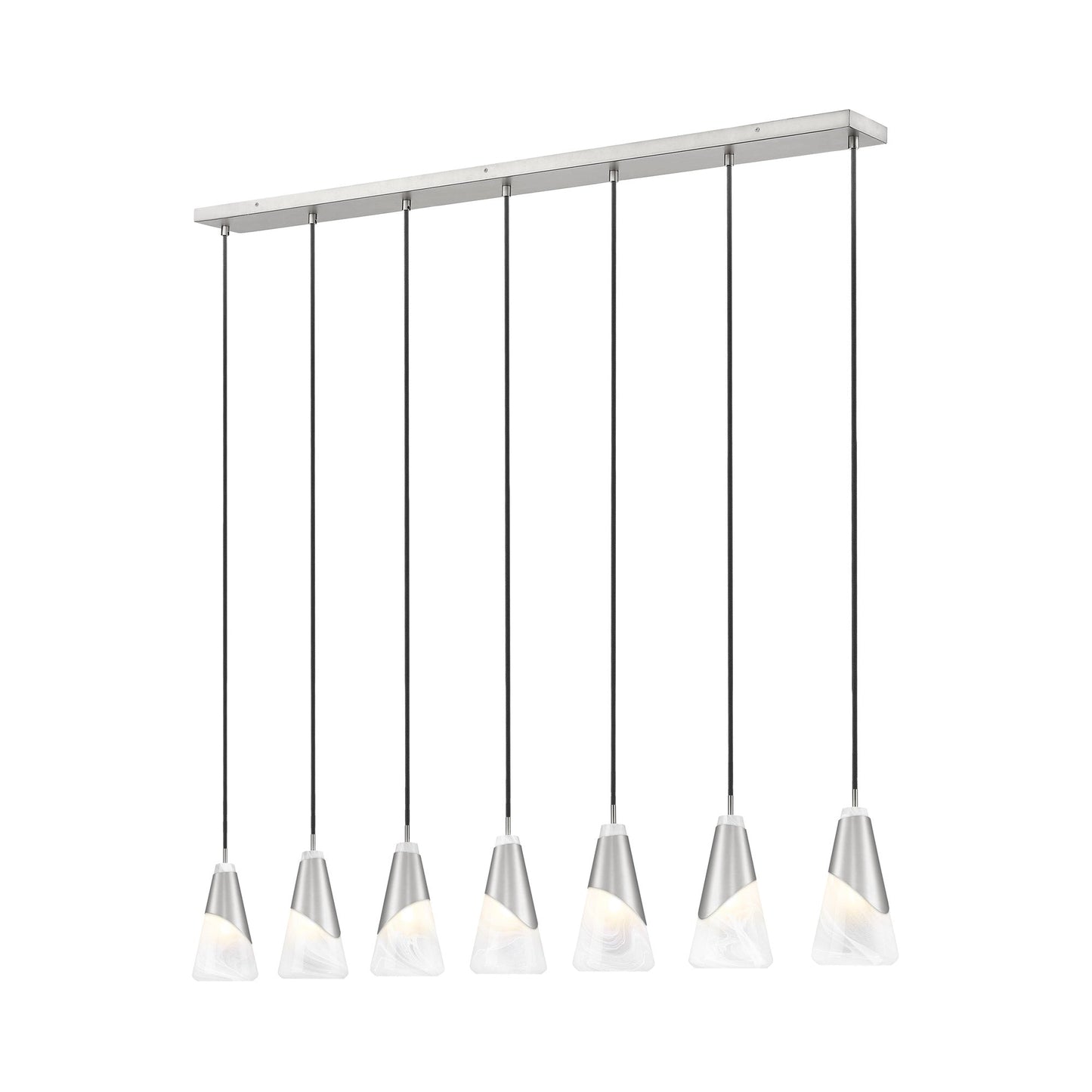 Aimie Linear Chandelier in Brushed Nickel (7-Light/13.25-Inch).