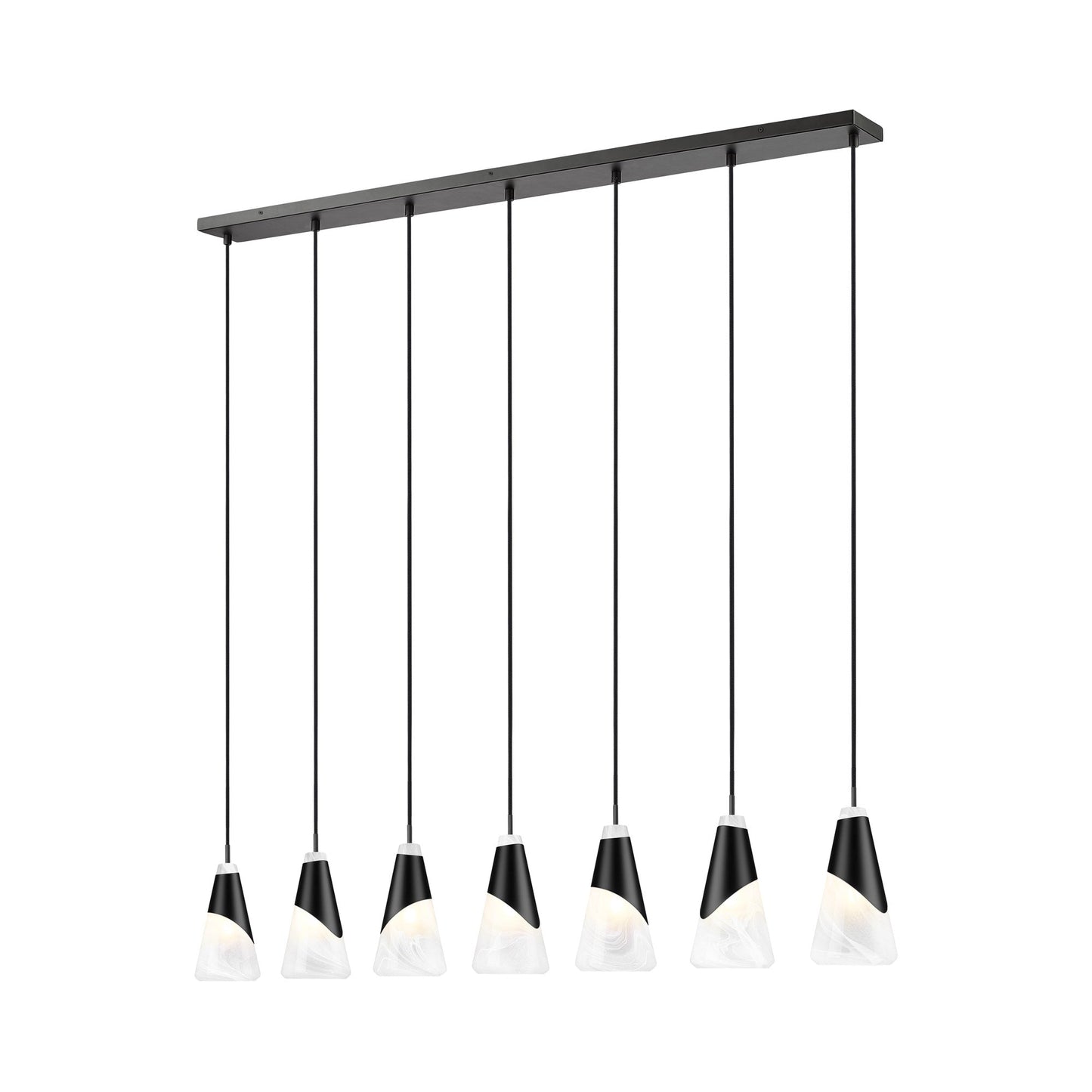 Aimie Linear Chandelier in Matte Black (7-Light/13.25-Inch).