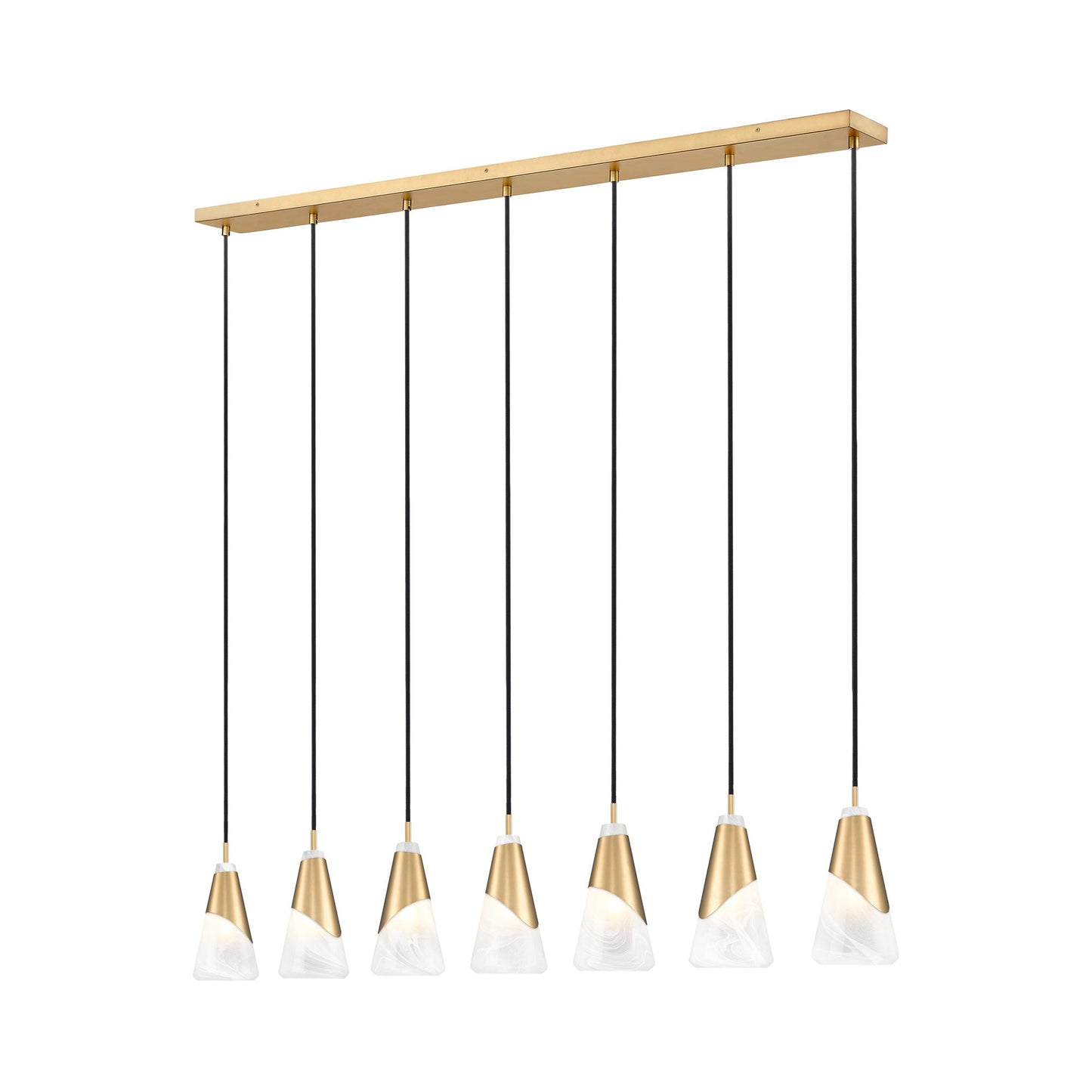 Aimie Linear Chandelier in Modern Gold (7-Light/13.25-Inch).