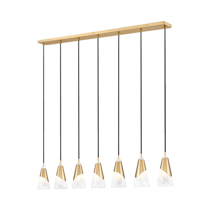Aimie Linear Chandelier in Modern Gold (7-Light/13.25-Inch).