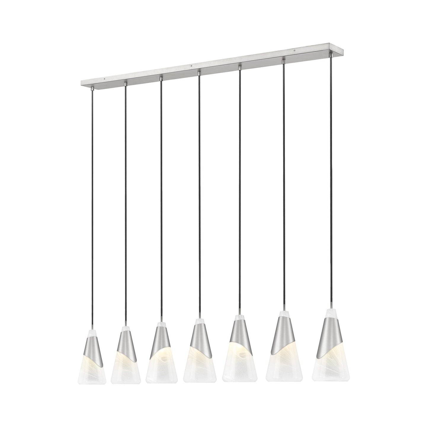 Aimie Linear Chandelier in Brushed Nickel (7-Light/15.75-Inch).