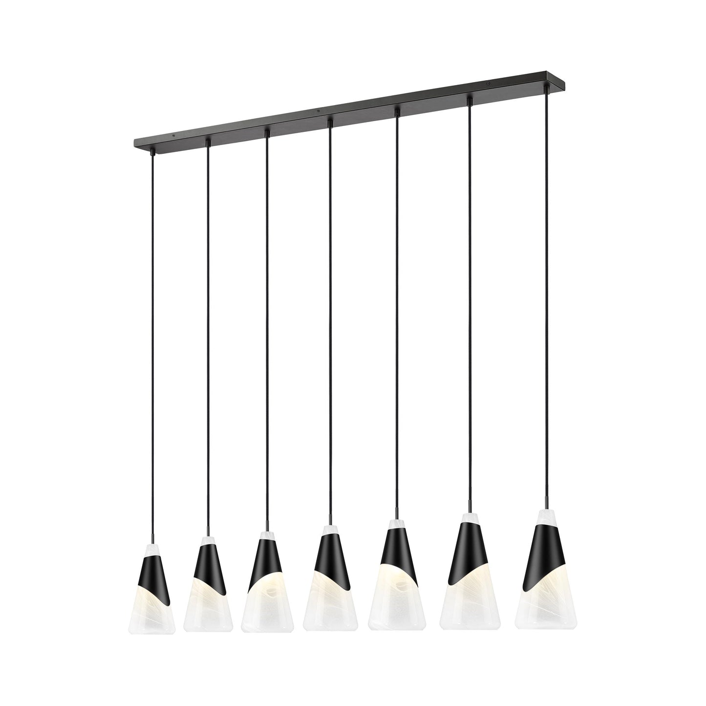 Aimie Linear Chandelier in Matte Black (7-Light/15.75-Inch).
