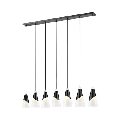 Aimie Linear Chandelier in Matte Black (7-Light/15.75-Inch).