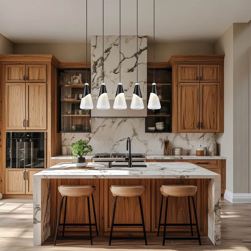 Aimie Linear Chandelier in kitchen.