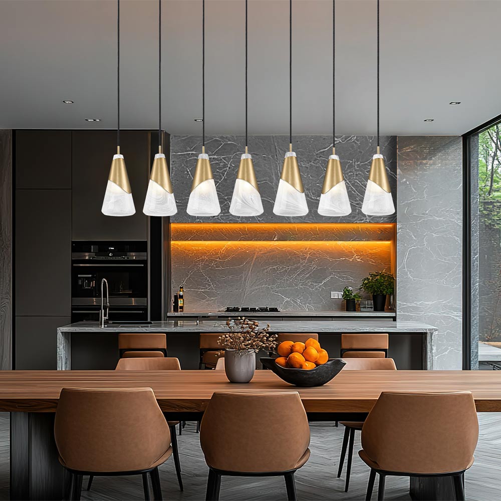 Aimie Linear Chandelier in kitchen.