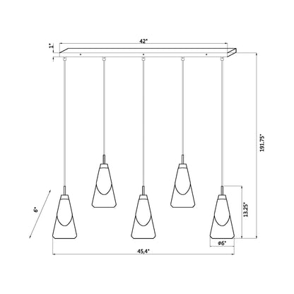 Aimie Linear Chandelier - line drawing.