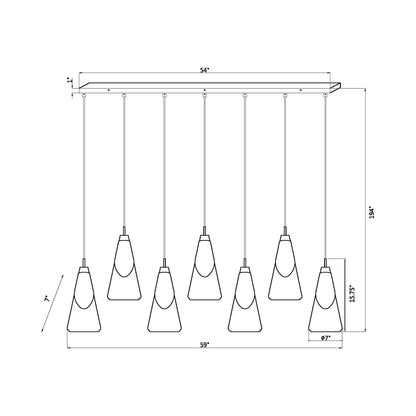 Aimie Linear Chandelier - line drawing.