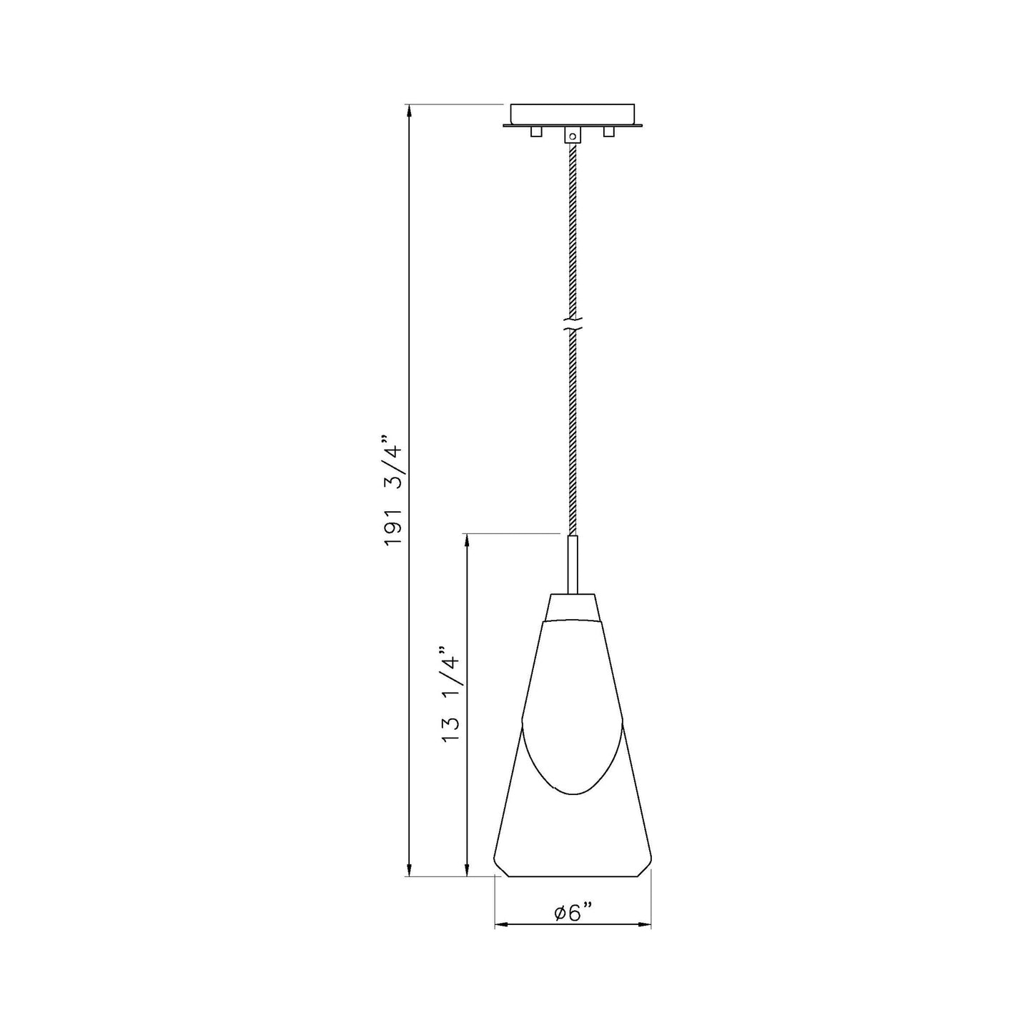 Aimie Pendant Light - line drawing.