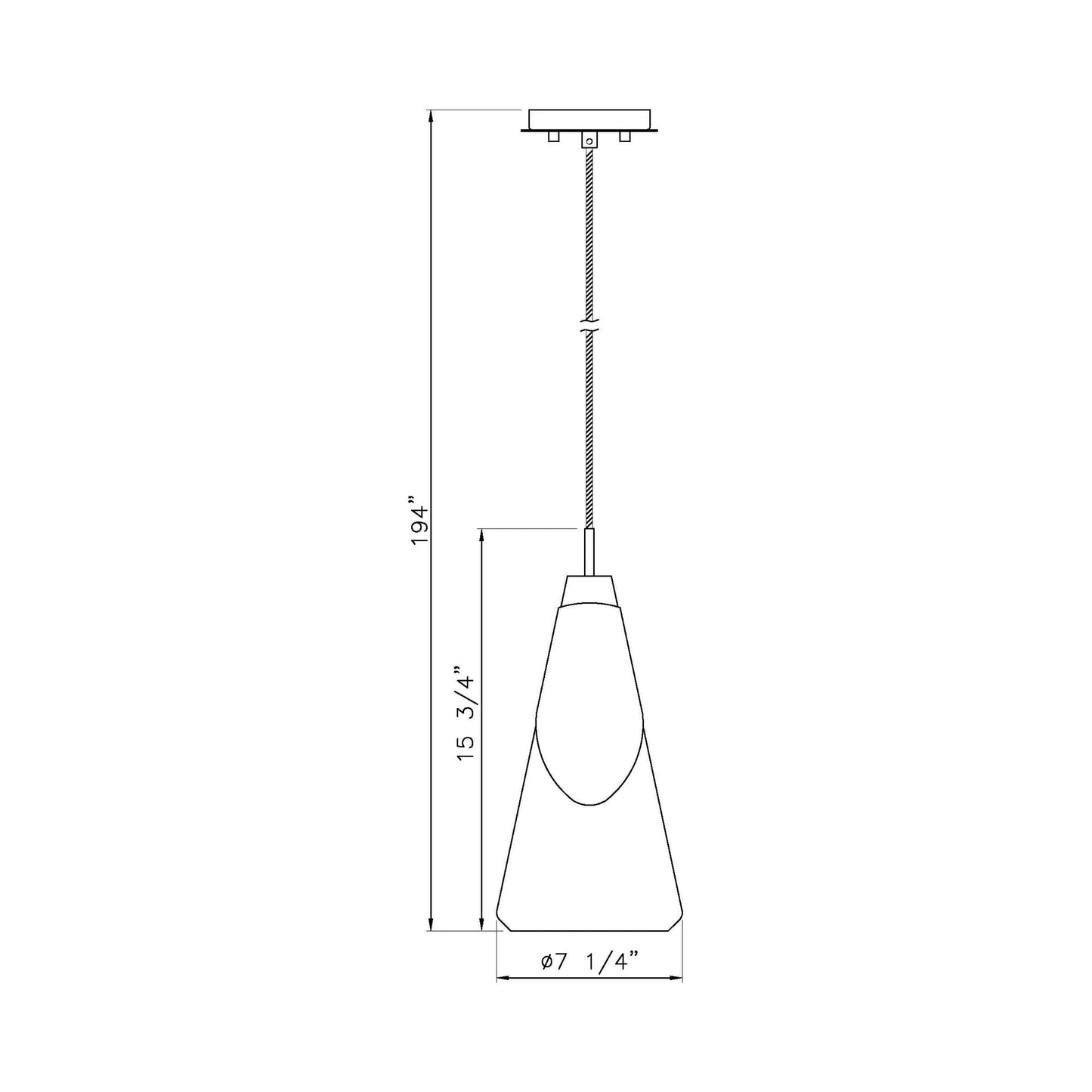 Aimie Pendant Light - line drawing.