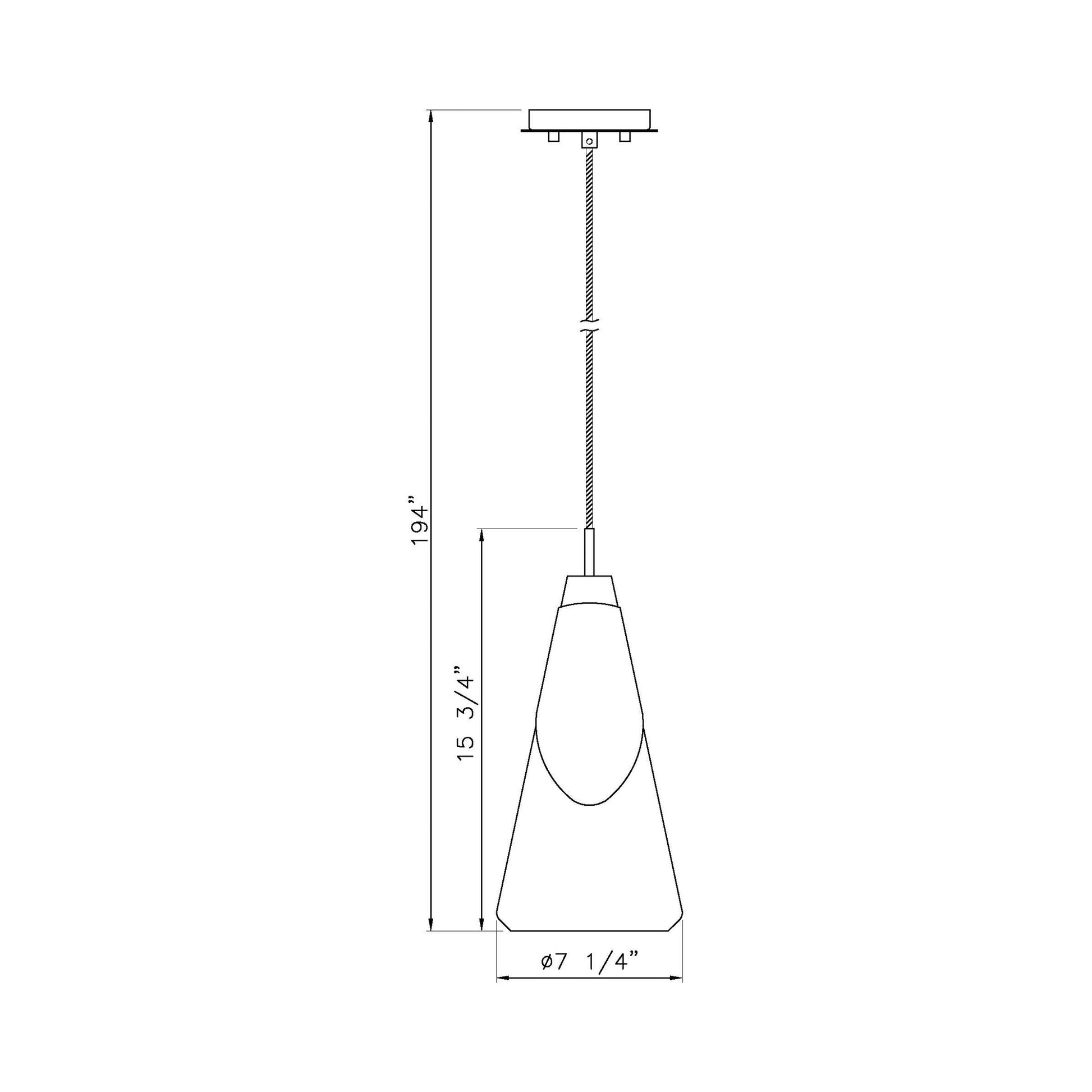 Aimie Pendant Light - line drawing.