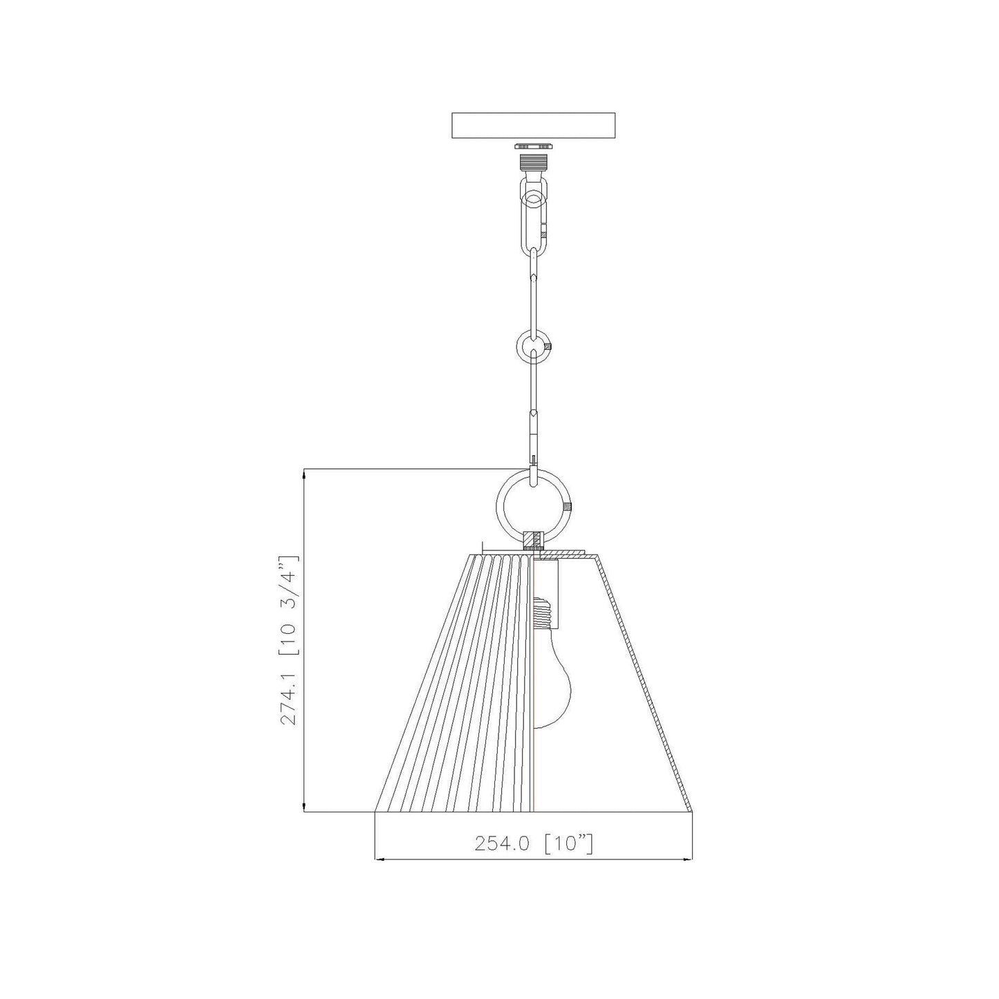 Alaric Pendant Light - line drawing.