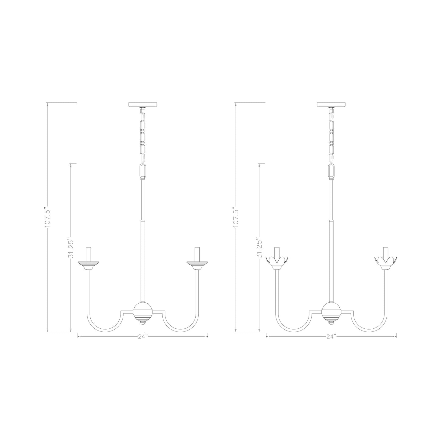 Allistair Chandelier - line drawing.