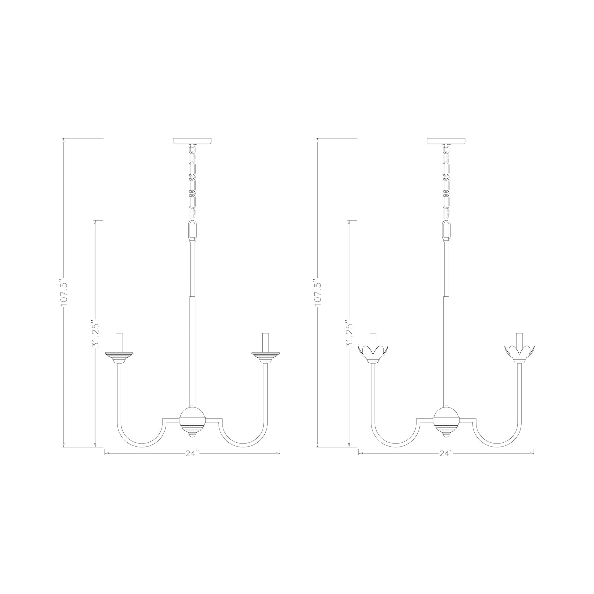 Allistair Chandelier - line drawing.