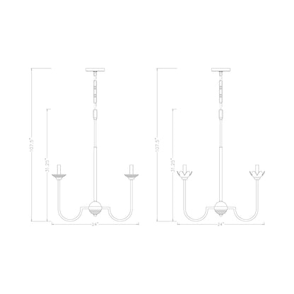 Allistair Chandelier - line drawing.