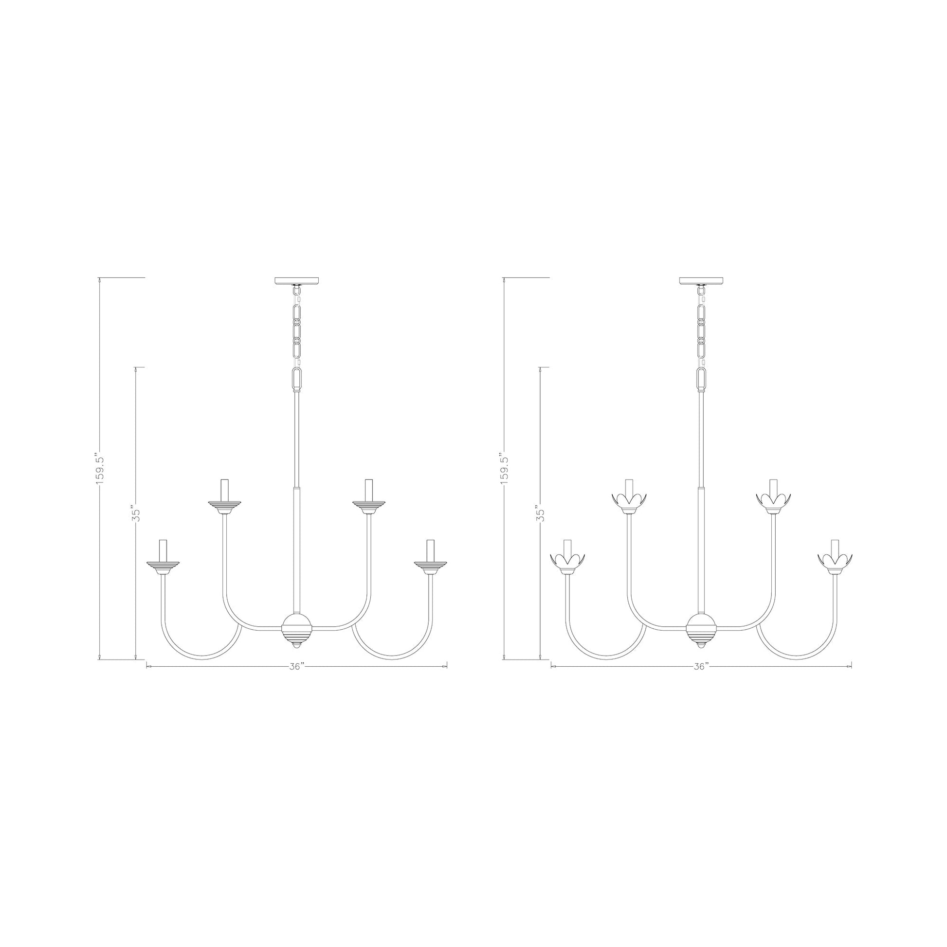 Allistair Chandelier - line drawing.