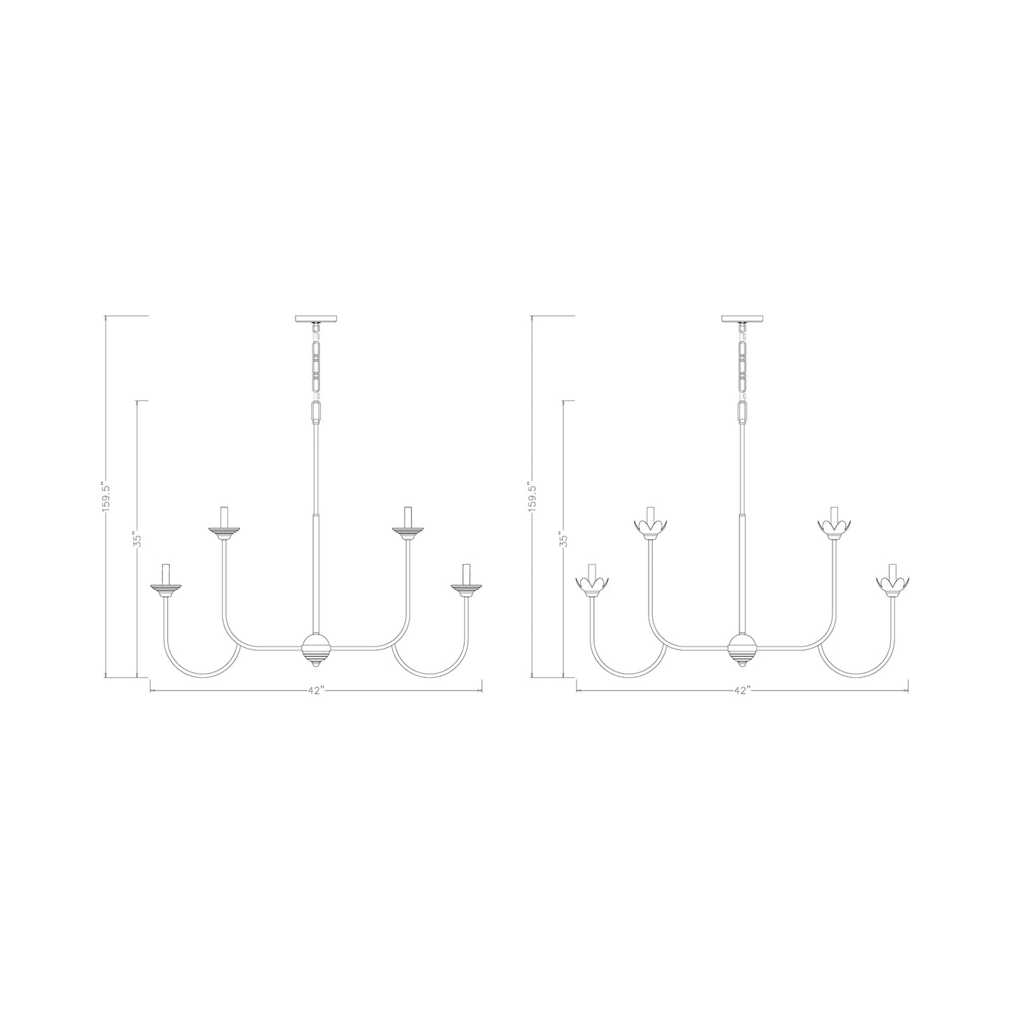 Allistair Chandelier - line drawing.
