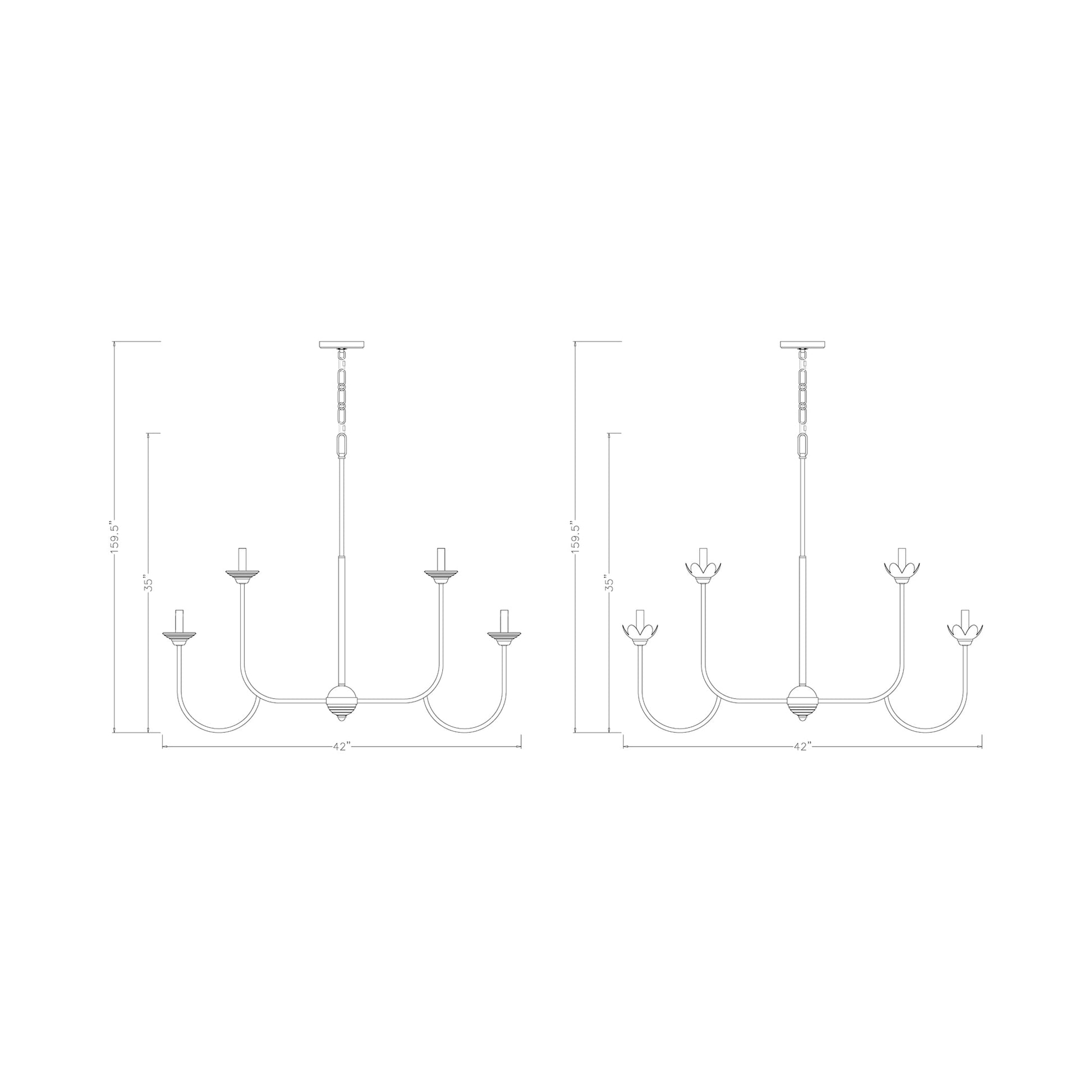 Allistair Chandelier - line drawing.