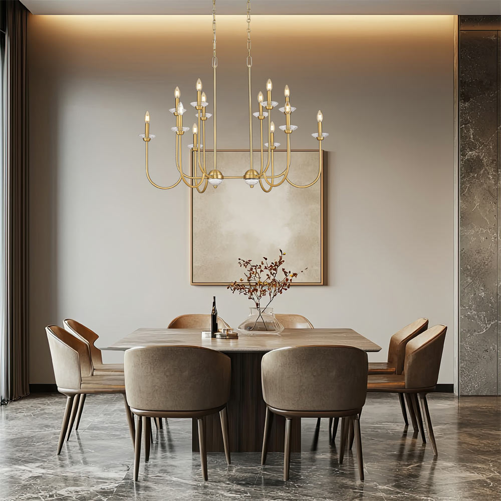 Allistair Linear Chandelier in dining room.